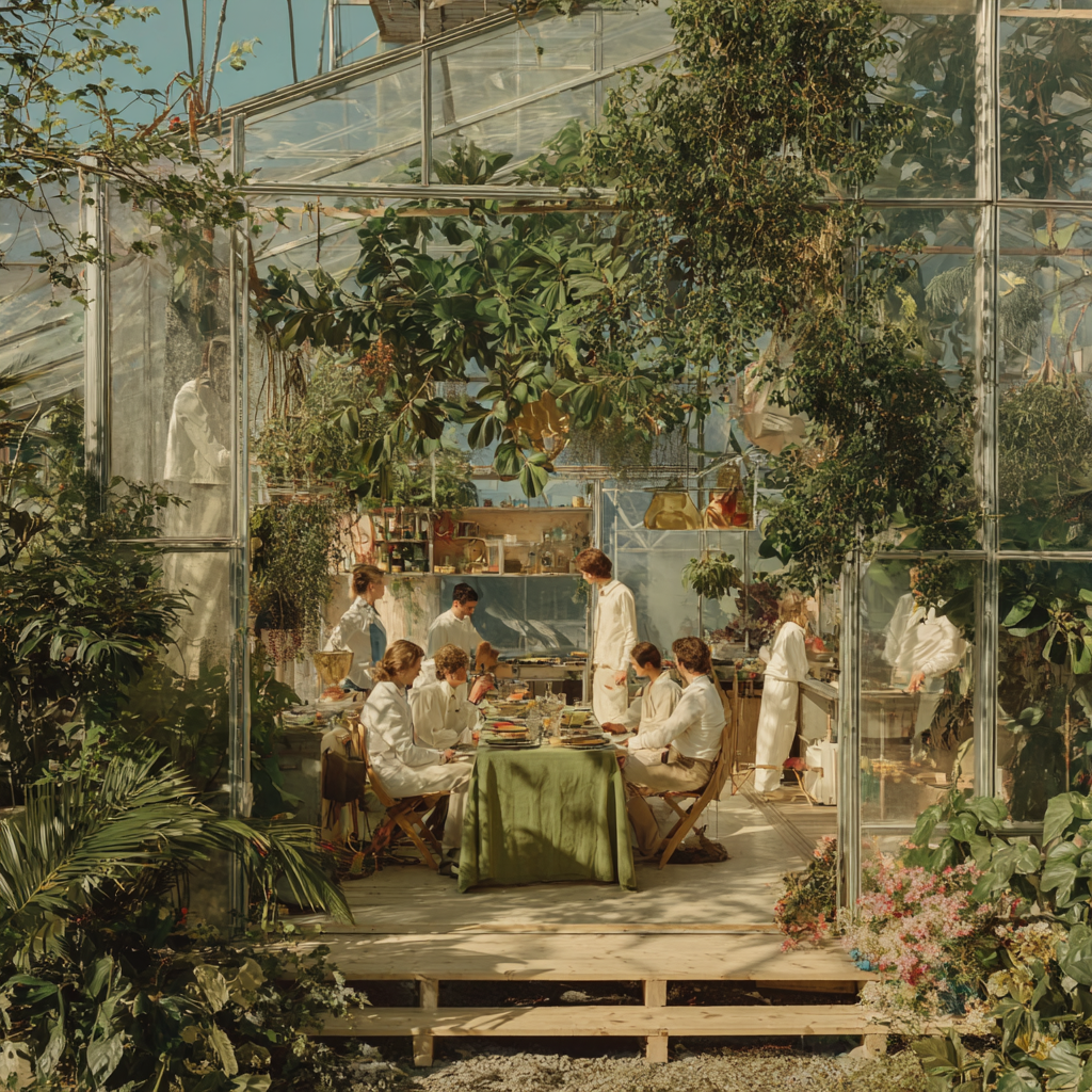 Community gathering in the greenhouse